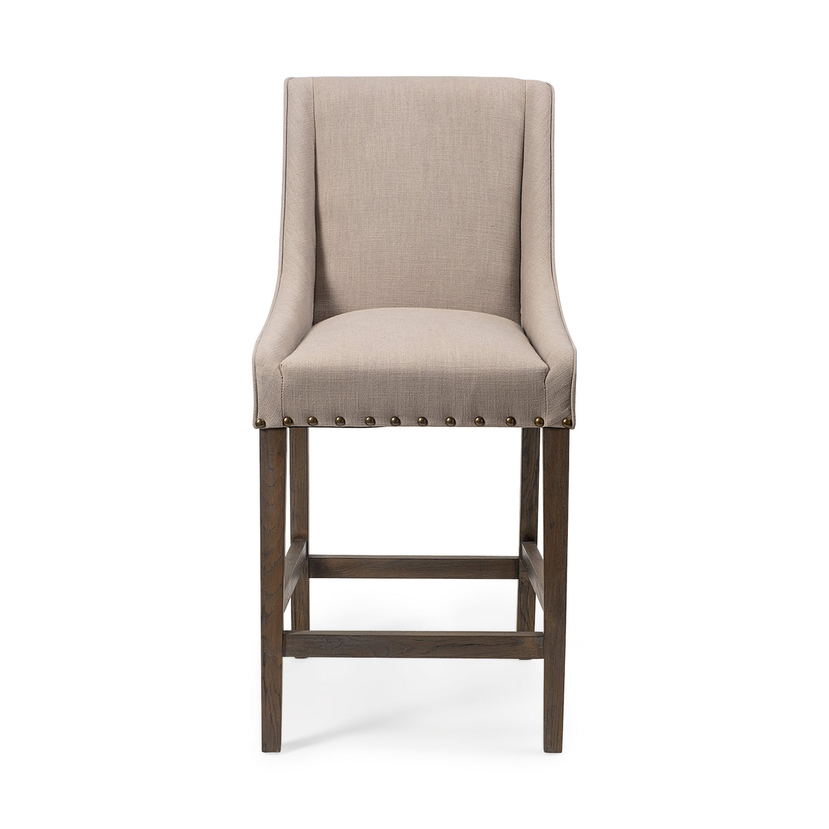 Kensington Beige/Brown Fabric Seat Wood Frame Counter Stool - Ornate Home