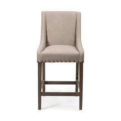 Kensington Beige/Brown Fabric Seat Wood Frame Counter Stool