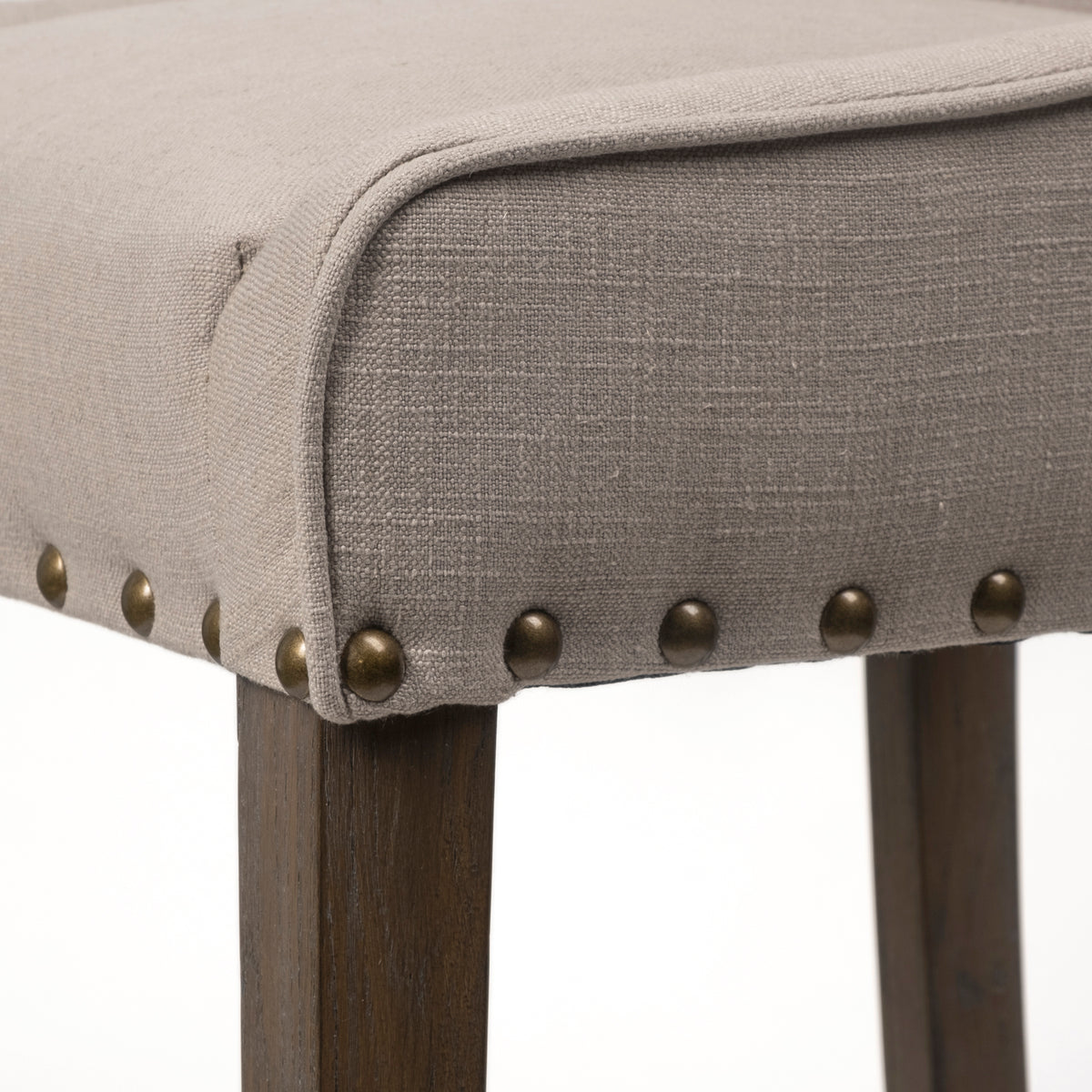 Kensington Beige/Brown Fabric Seat Wood Frame Counter Stool - Ornate Home