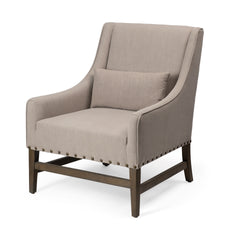 Kensington Beige Linen Fabric and Wood Accent Chair - Ornate Home