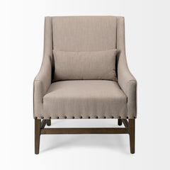 Kensington Beige Linen Fabric and Wood Accent Chair - Ornate Home
