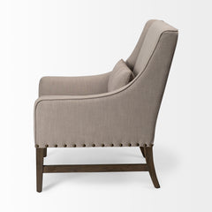 Kensington Beige Linen Fabric and Wood Accent Chair - Ornate Home
