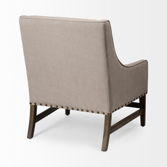 Kensington Beige Linen Fabric and Wood Accent Chair - Ornate Home