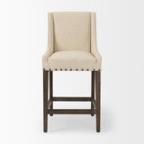 Kensington Cream/Brown Fabric Seat Wood Frame Counter Stool - Ornate Home