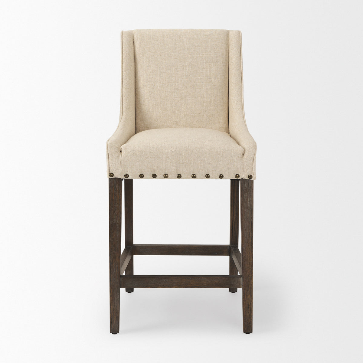 Kensington Cream/Brown Fabric Seat Wood Frame Counter Stool - Ornate Home