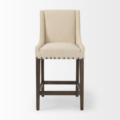Kensington Cream/Brown Fabric Seat Wood Frame Counter Stool - Ornate Home