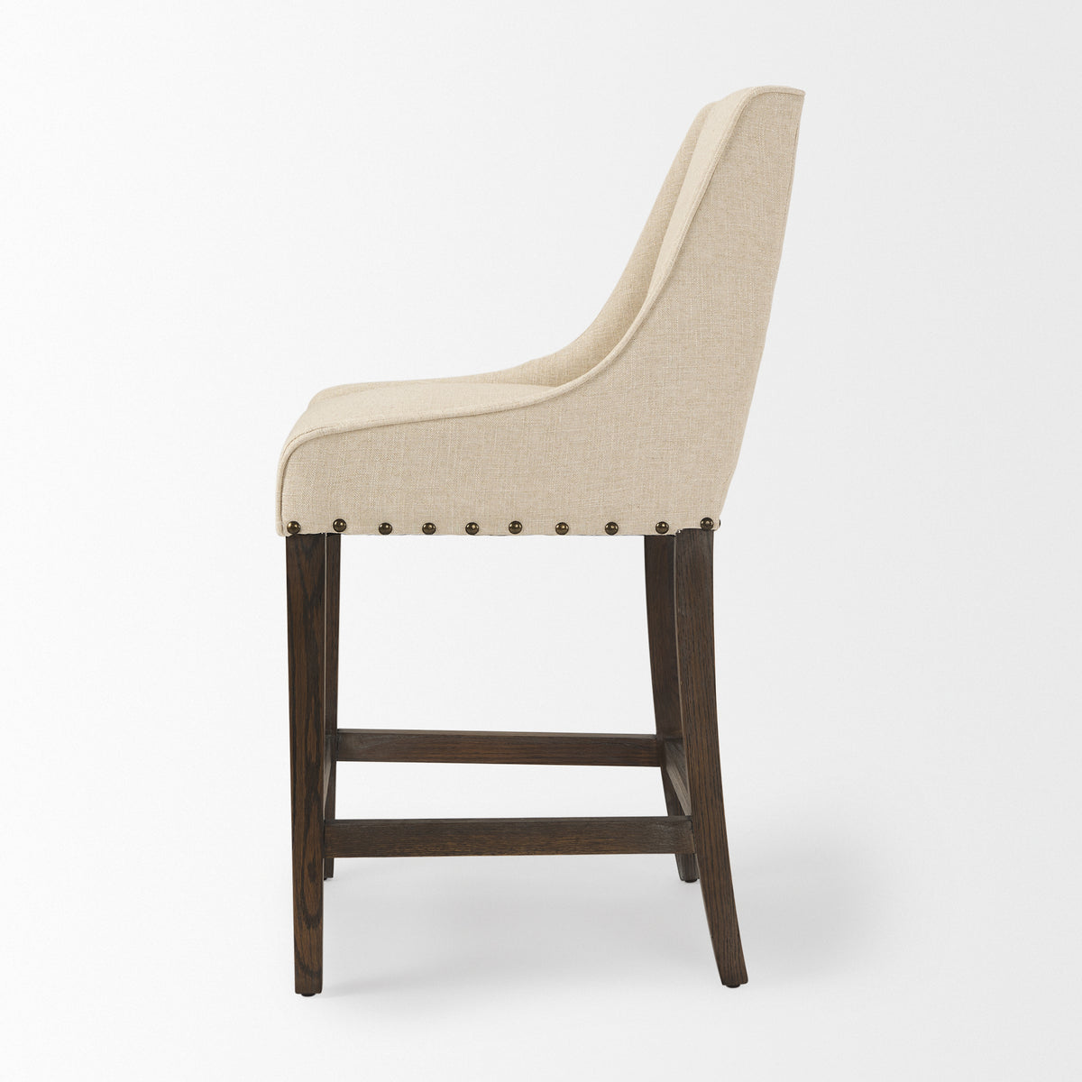 Kensington Cream/Brown Fabric Seat Wood Frame Counter Stool - Ornate Home