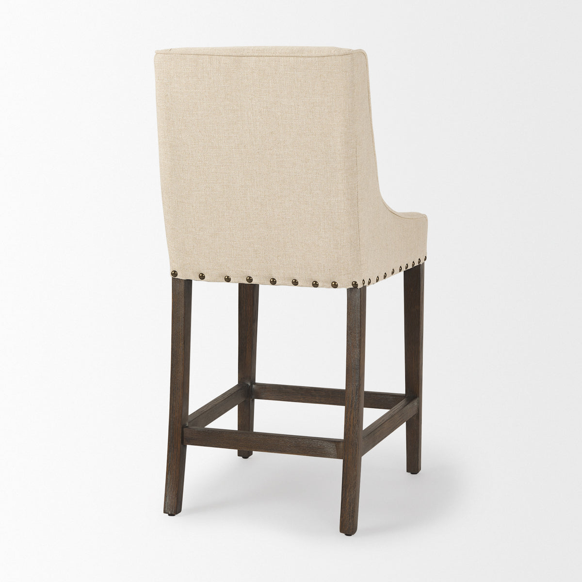 Kensington Cream/Brown Fabric Seat Wood Frame Counter Stool - Ornate Home