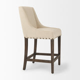 Kensington Cream/Brown Fabric Seat Wood Frame Counter Stool - Ornate Home