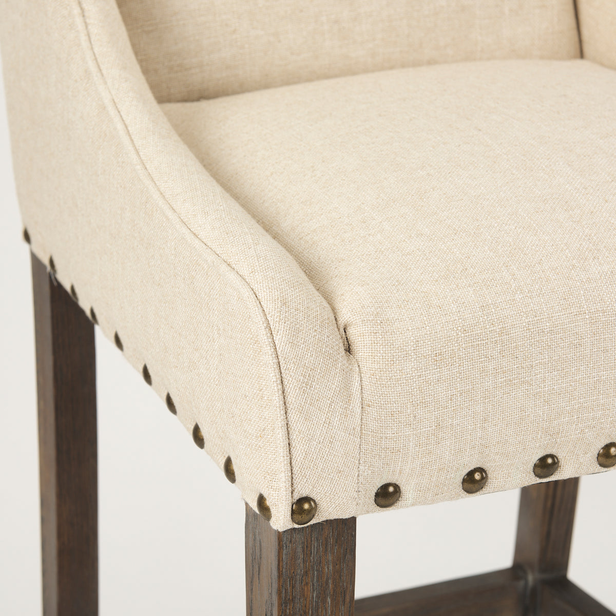 Kensington Cream/Brown Fabric Seat Wood Frame Counter Stool - Ornate Home