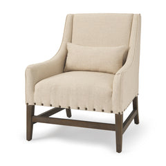Kensington Cream Linen Fabric and Wood Accent Chair - Ornate Home