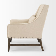 Kensington Cream Linen Fabric and Wood Accent Chair - Ornate Home