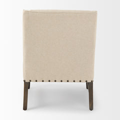 Kensington Cream Linen Fabric and Wood Accent Chair - Ornate Home