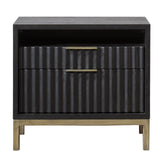 Kentfield Black Drifted Oak Solid Wood Two Drawer Nightstand - Ornate Home