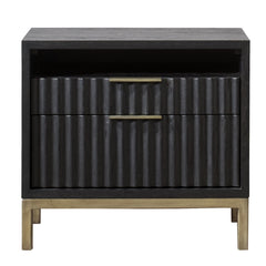 Kentfield Black Drifted Oak Solid Wood Two Drawer Nightstand - Ornate Home