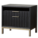 Kentfield Black Drifted Oak Solid Wood Two Drawer Nightstand - Ornate Home