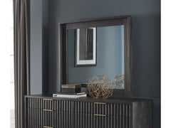 Kentfield Solid Wood Beveled Glass Mirror in Black Drifted Oak - Ornate Home