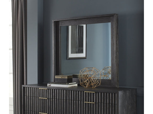 Kentfield Solid Wood Beveled Glass Mirror in Black Drifted Oak - Ornate Home