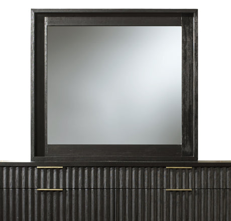 Kentfield Solid Wood Beveled Glass Mirror in Black Drifted Oak - Ornate Home