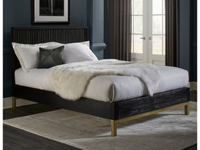 Kentfield Solid Wood California King Platform Bed in Black Drifted Oak - Ornate Home