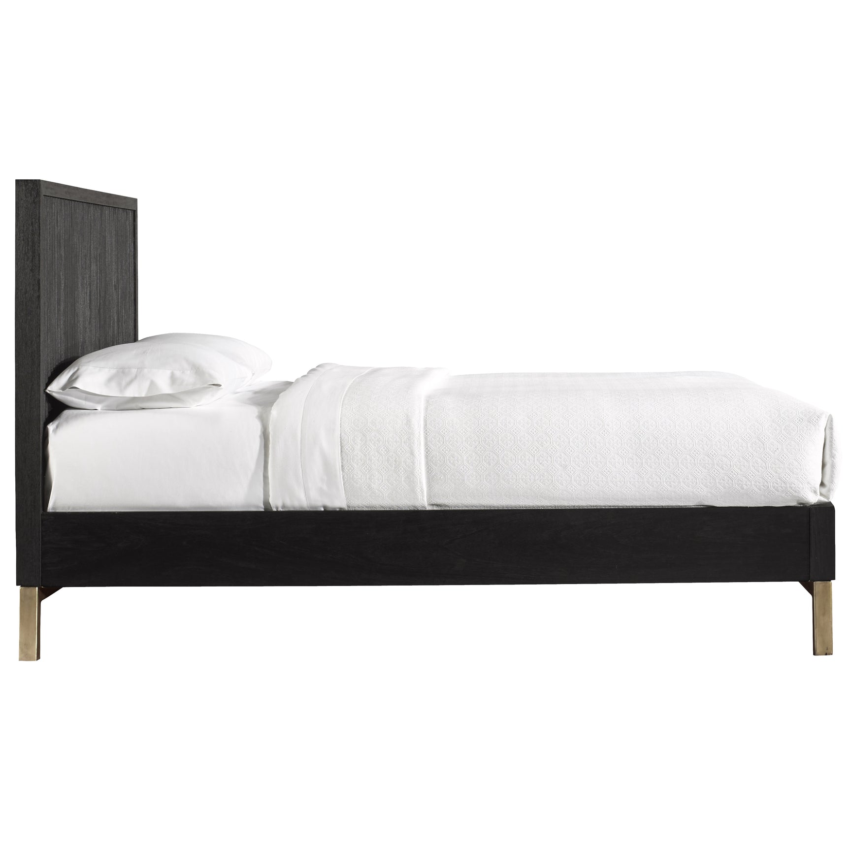 Kentfield Solid Wood California King Platform Bed in Black Drifted Oak - Ornate Home