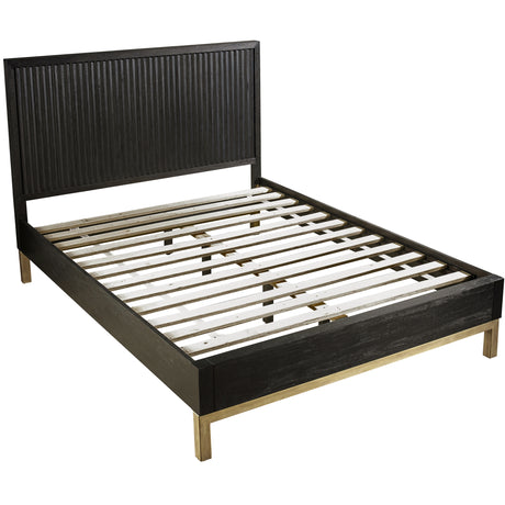 Kentfield Solid Wood California King Platform Bed in Black Drifted Oak - Ornate Home