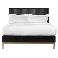 Kentfield Solid Wood Eastern King Platform Bed in Black Drifted Oak - Ornate Home