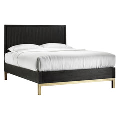 Kentfield Solid Wood Eastern King Platform Bed in Black Drifted Oak - Ornate Home