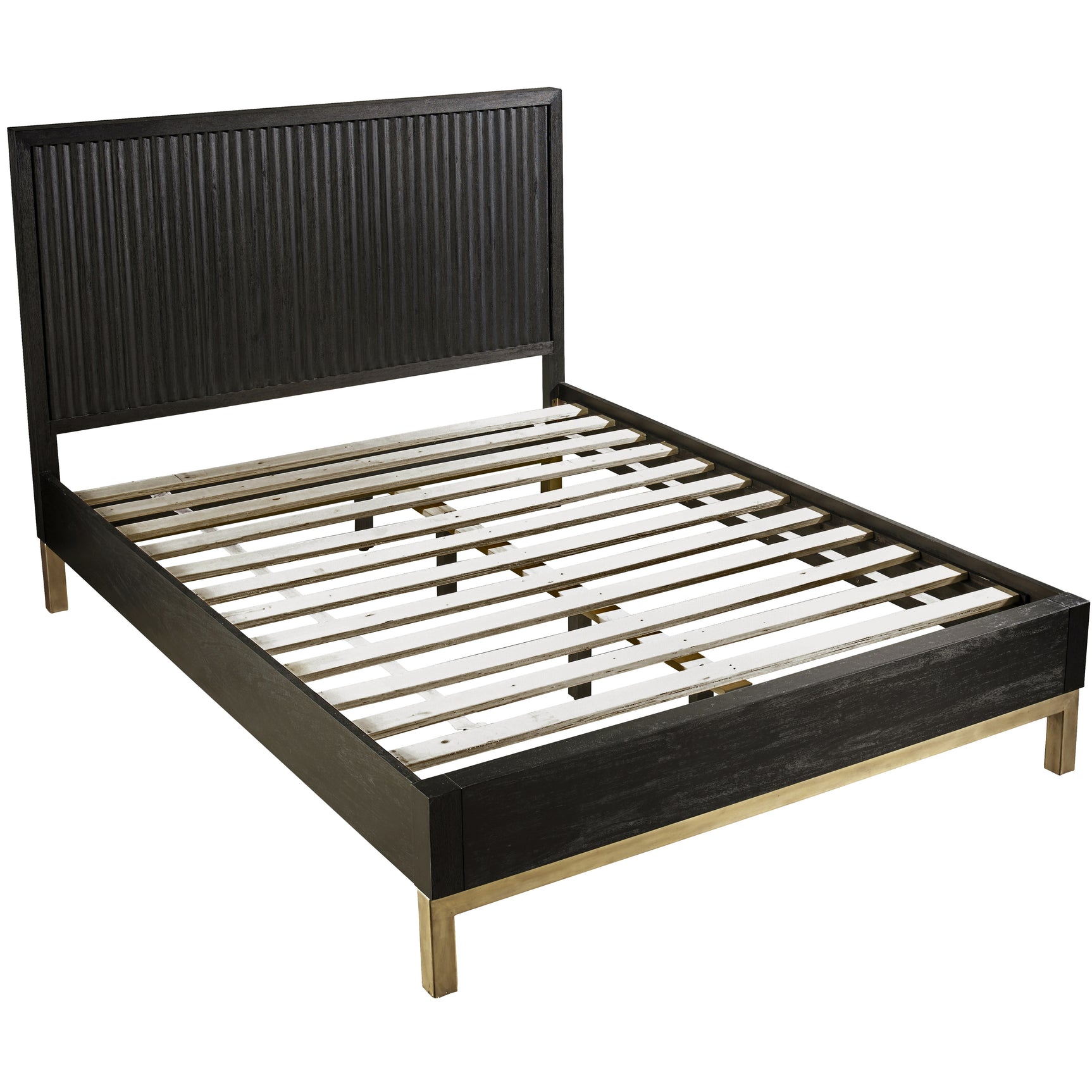Kentfield Solid Wood Eastern King Platform Bed in Black Drifted Oak - Ornate Home