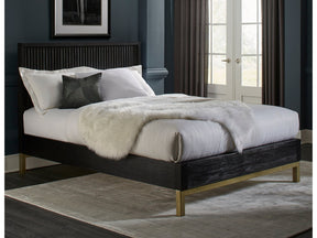Kentfield Solid Wood Queen Platform Bed in Black Drifted Oak - Ornate Home