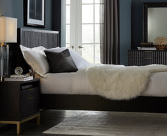 Kentfield Solid Wood Queen Platform Bed in Black Drifted Oak - Ornate Home