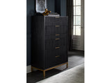 Kentfield Solid Wood Six Drawer Chest in Black Drifted Oak - Ornate Home