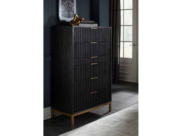 Kentfield Solid Wood Six Drawer Chest in Black Drifted Oak - Ornate Home