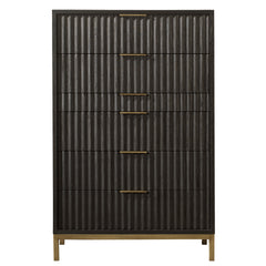 Kentfield Solid Wood Six Drawer Chest in Black Drifted Oak - Ornate Home