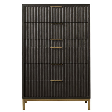 Kentfield Solid Wood Six Drawer Chest in Black Drifted Oak - Ornate Home