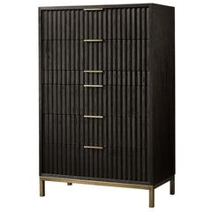Kentfield Solid Wood Six Drawer Chest in Black Drifted Oak - Ornate Home