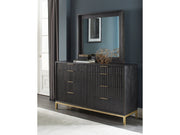Kentifield Solid Wood Eight Drawer Dresser in Black Drifted Oak - Ornate Home
