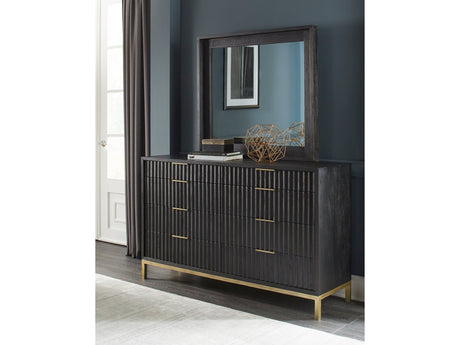 Kentifield Solid Wood Eight Drawer Dresser in Black Drifted Oak - Ornate Home