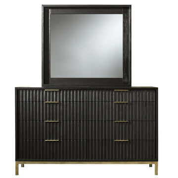 Kentifield Solid Wood Eight Drawer Dresser in Black Drifted Oak - Ornate Home