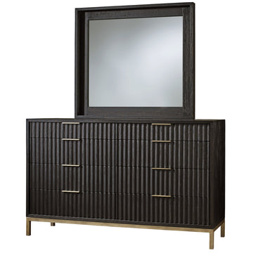 Kentifield Solid Wood Eight Drawer Dresser in Black Drifted Oak - Ornate Home
