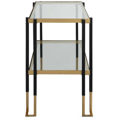 Kentmore Black/Gold Glass Side Table - Ornate Home