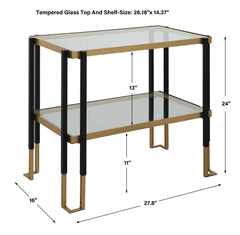 Kentmore Black/Gold Glass Side Table - Ornate Home