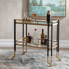 Kentmore Black/Gold Modern Bar Cart - Ornate Home