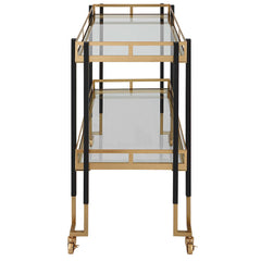 Kentmore Black/Gold Modern Bar Cart - Ornate Home