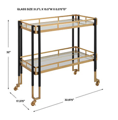 Kentmore Black/Gold Modern Bar Cart - Ornate Home