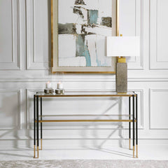Kentmore Black/Gold Modern Console Table - Ornate Home
