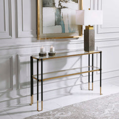 Kentmore Black/Gold Modern Console Table - Ornate Home