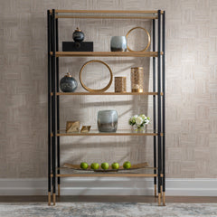 Kentmore Black/Gold Modern Etagere - Ornate Home