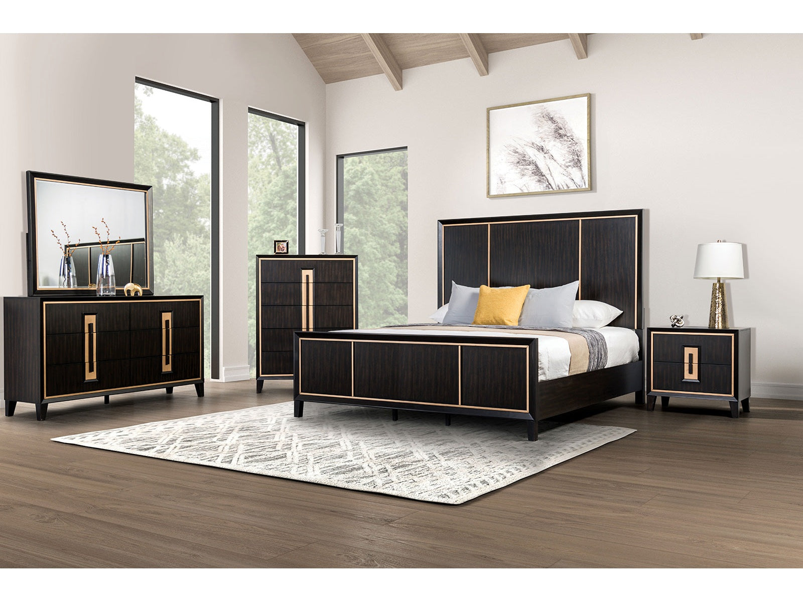 Kenyada Espresso Queen 5 Piece Bedroom Set w/Chest - Ornate Home