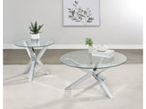Kenzie Chrome 2-piece Round Coffee and End Table Set - Ornate Home